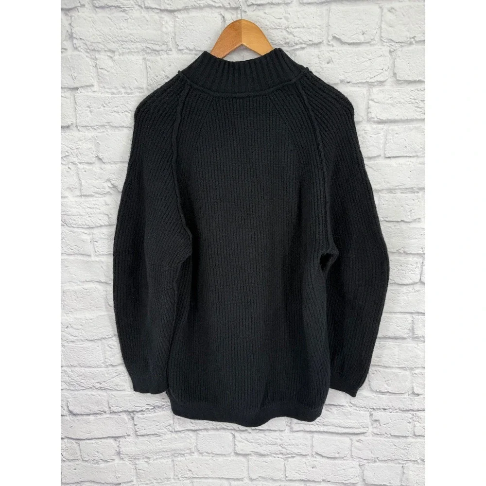Free People Sunbeam Sweater Black Heavy Chunky Knit Oversized Pullover XS